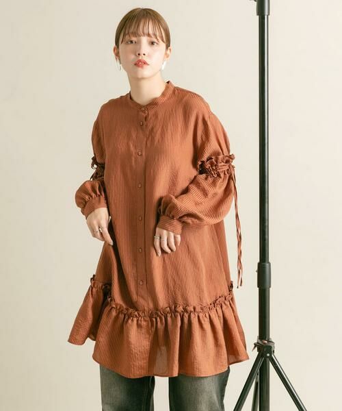 KBF / ケービーエフ ワンピース | ボリュームスリーブストライプミニワンピース | 詳細1