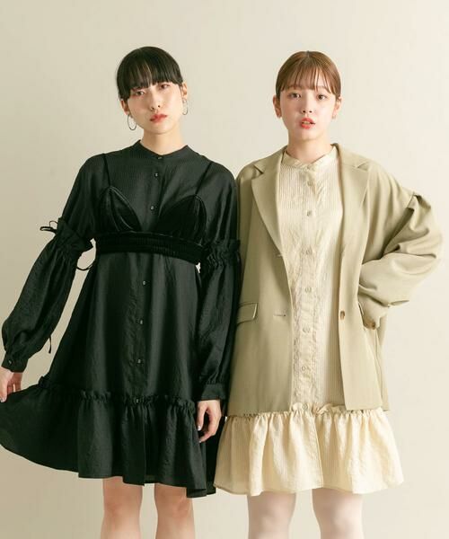 KBF / ケービーエフ ワンピース | ボリュームスリーブストライプミニワンピース | 詳細13