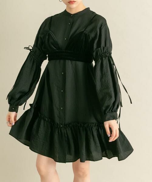 KBF / ケービーエフ ワンピース | ボリュームスリーブストライプミニワンピース | 詳細14