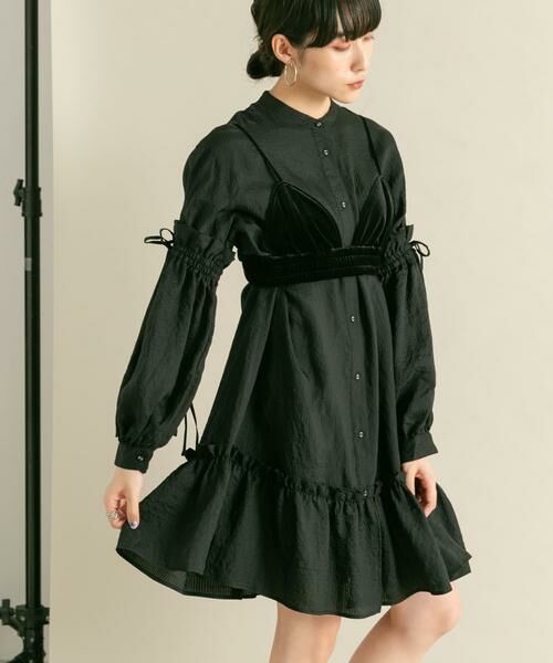 KBF / ケービーエフ ワンピース | ボリュームスリーブストライプミニワンピース | 詳細16