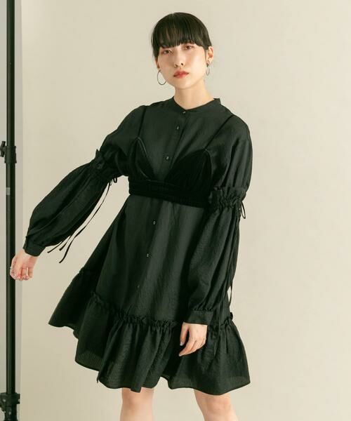 KBF / ケービーエフ ワンピース | ボリュームスリーブストライプミニワンピース | 詳細18