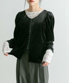 KBF / ケービーエフ Tシャツ | パフスリーブ2WAYベロアトップス