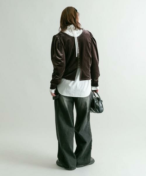 KBF / ケービーエフ Tシャツ | パフスリーブ2WAYベロアトップス | 詳細6