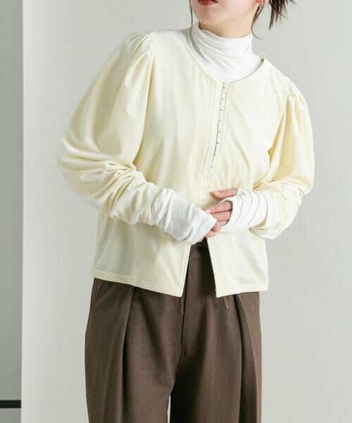 KBF / ケービーエフ Tシャツ | パフスリーブ2WAYベロアトップス | 詳細13