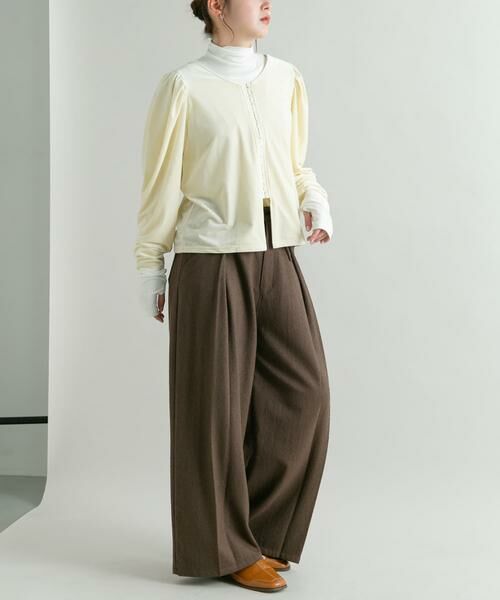 KBF / ケービーエフ Tシャツ | パフスリーブ2WAYベロアトップス | 詳細16