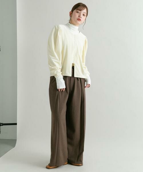 KBF / ケービーエフ Tシャツ | パフスリーブ2WAYベロアトップス | 詳細17