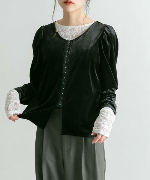 KBF / ケービーエフ Tシャツ | パフスリーブ2WAYベロアトップス | 詳細22