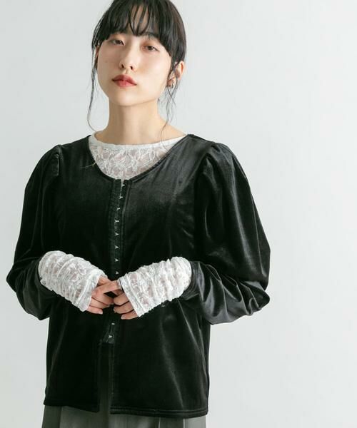 KBF / ケービーエフ Tシャツ | パフスリーブ2WAYベロアトップス | 詳細23