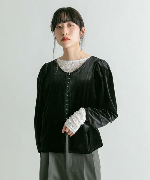 KBF / ケービーエフ Tシャツ | パフスリーブ2WAYベロアトップス | 詳細24