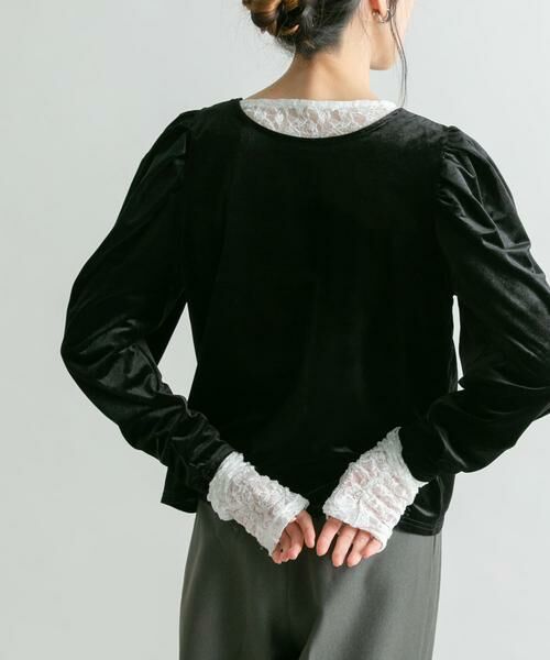 KBF / ケービーエフ Tシャツ | パフスリーブ2WAYベロアトップス | 詳細26