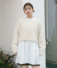 KBF / ケービーエフ ニット・セーター | クロップドフェザープルオーバー