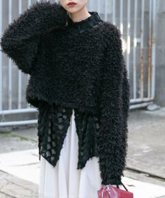 KBF / ケービーエフ ニット・セーター | クロップドフェザープルオーバー