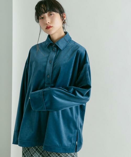 KBF / ケービーエフ シャツ・ブラウス | ベロアBIGシャツ | 詳細2