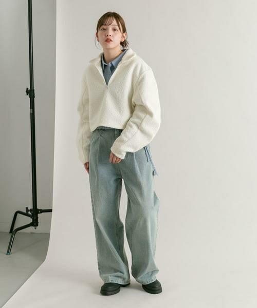 KBF / ケービーエフ その他トップス | ハーフZIPカーブスリーブプルオーバー | 詳細24