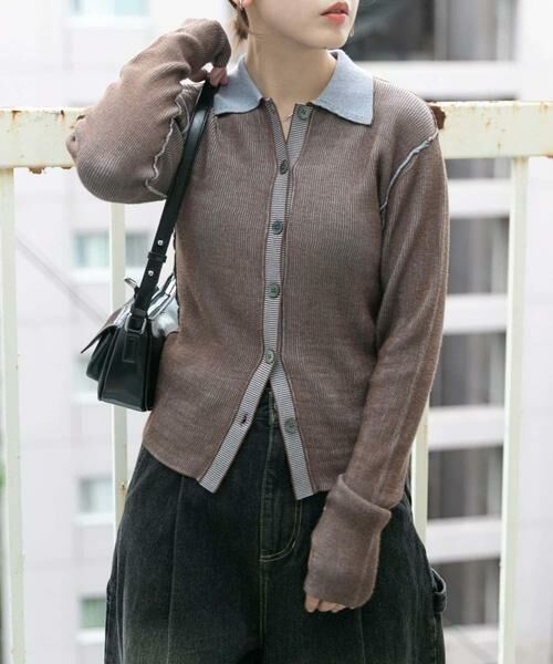 KBF / ケービーエフ ニット・セーター | バイカラーポロRIBニット | 詳細5