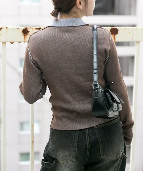 KBF / ケービーエフ ニット・セーター | バイカラーポロRIBニット | 詳細7