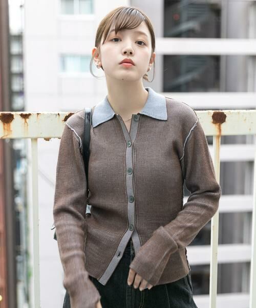 KBF / ケービーエフ ニット・セーター | バイカラーポロRIBニット | 詳細8