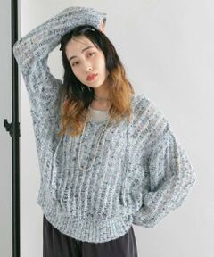 KBF / ケービーエフ ニット・セーター | 2WAYネップメッシュニット