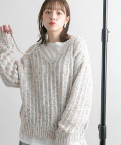 KBF / ケービーエフ ニット・セーター | 2WAYネップメッシュニット