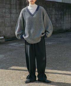 KBF / ケービーエフ ニット・セーター | バイカラーRIBオーバーニット