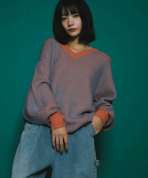 KBF / ケービーエフ ニット・セーター | バイカラーRIBオーバーニット | 詳細10