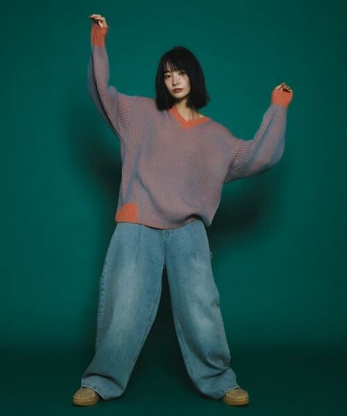 KBF / ケービーエフ ニット・セーター | バイカラーRIBオーバーニット | 詳細12