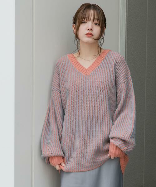 KBF / ケービーエフ ニット・セーター | バイカラーRIBオーバーニット | 詳細2