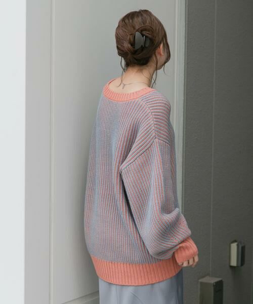 KBF / ケービーエフ ニット・セーター | バイカラーRIBオーバーニット | 詳細3