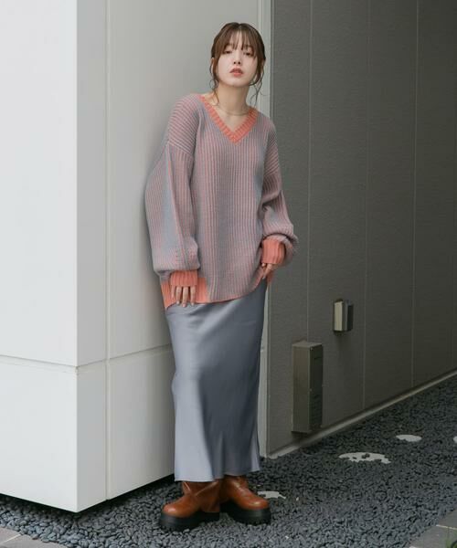 KBF / ケービーエフ ニット・セーター | バイカラーRIBオーバーニット | 詳細4