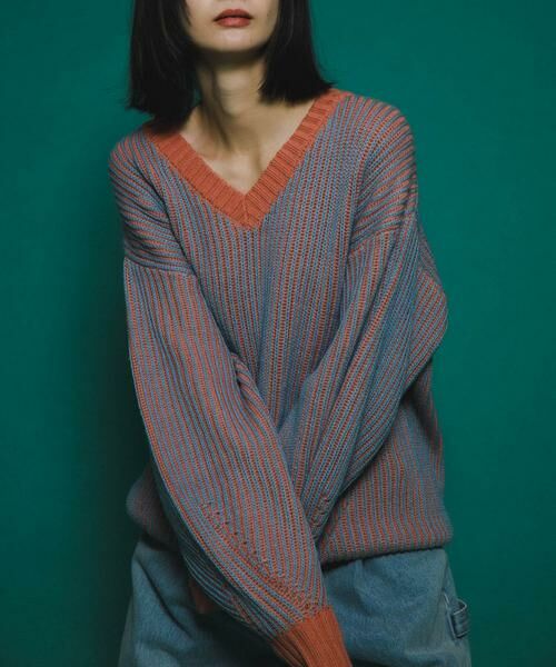 KBF / ケービーエフ ニット・セーター | バイカラーRIBオーバーニット | 詳細5