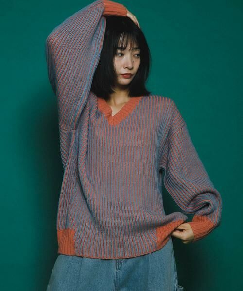 KBF / ケービーエフ ニット・セーター | バイカラーRIBオーバーニット | 詳細8