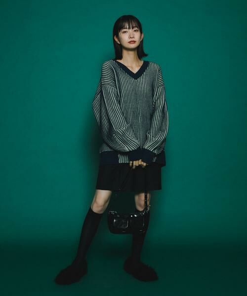 KBF / ケービーエフ ニット・セーター | バイカラーRIBオーバーニット | 詳細26