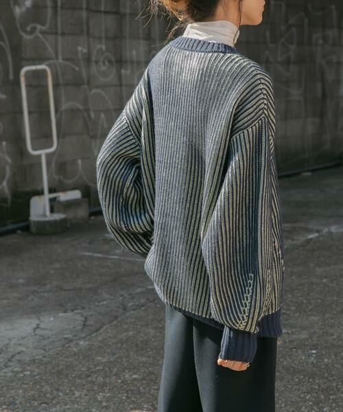 KBF / ケービーエフ ニット・セーター | バイカラーRIBオーバーニット | 詳細17