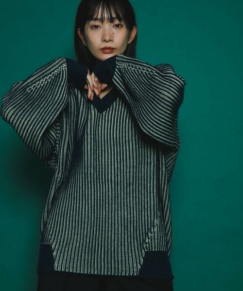 KBF / ケービーエフ ニット・セーター | バイカラーRIBオーバーニット | 詳細24