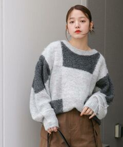 KBF / ケービーエフ ニット・セーター | ブロックチェックニット