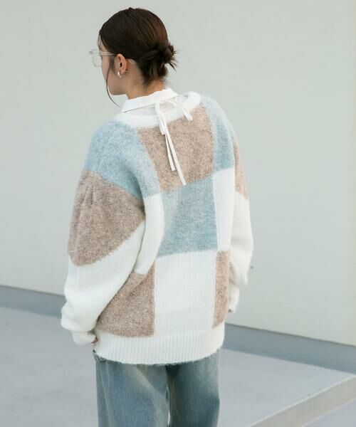 KBF / ケービーエフ ニット・セーター | ブロックチェックニット | 詳細3