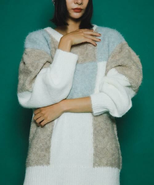 KBF / ケービーエフ ニット・セーター | ブロックチェックニット | 詳細7