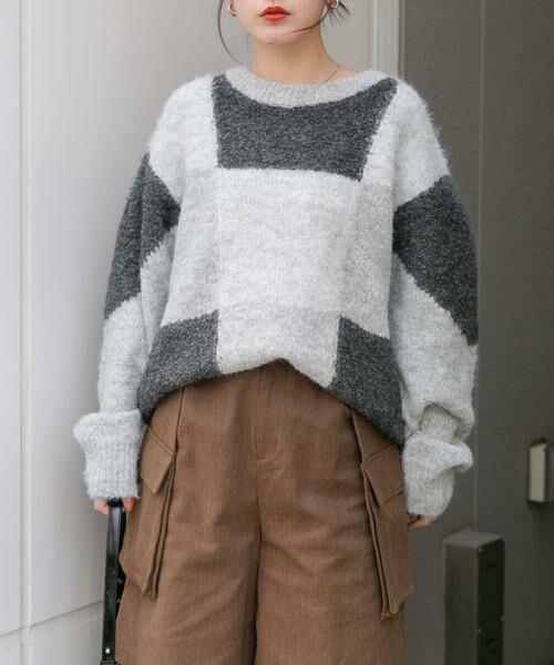 KBF / ケービーエフ ニット・セーター | ブロックチェックニット | 詳細21