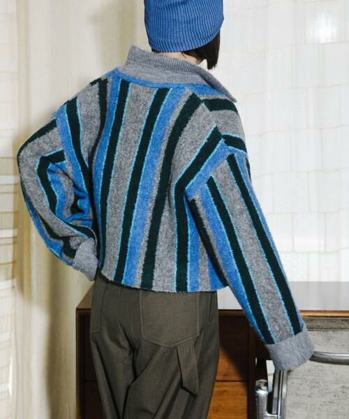 KBF / ケービーエフ カーディガン・ボレロ | フロントZIPストライプカーディガン | 詳細11