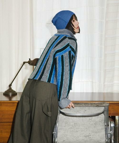 KBF / ケービーエフ カーディガン・ボレロ | フロントZIPストライプカーディガン | 詳細12