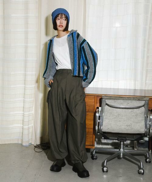 KBF / ケービーエフ カーディガン・ボレロ | フロントZIPストライプカーディガン | 詳細13