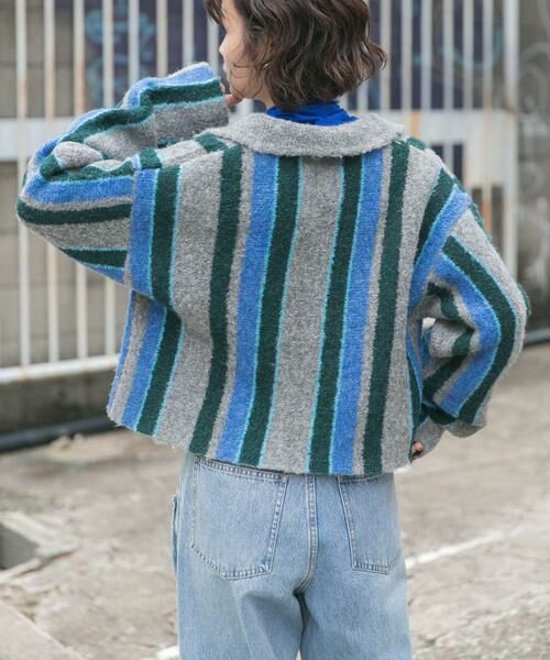 KBF / ケービーエフ カーディガン・ボレロ | フロントZIPストライプカーディガン | 詳細3