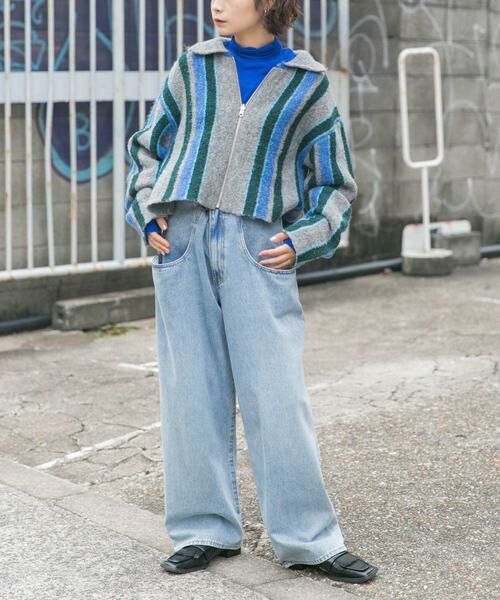 KBF / ケービーエフ カーディガン・ボレロ | フロントZIPストライプカーディガン | 詳細5