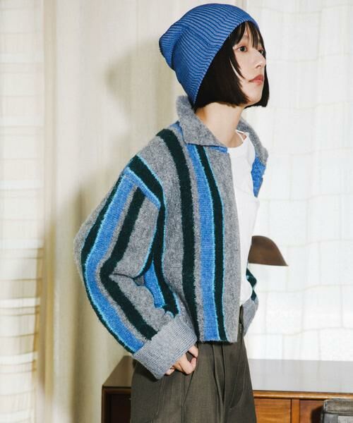 KBF / ケービーエフ カーディガン・ボレロ | フロントZIPストライプカーディガン | 詳細8