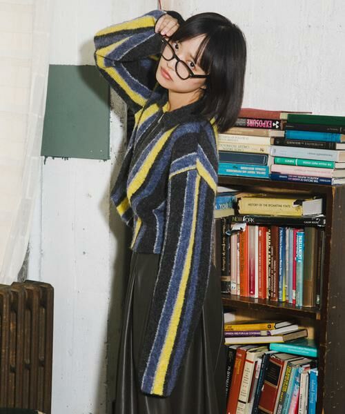 KBF / ケービーエフ カーディガン・ボレロ | フロントZIPストライプカーディガン | 詳細27