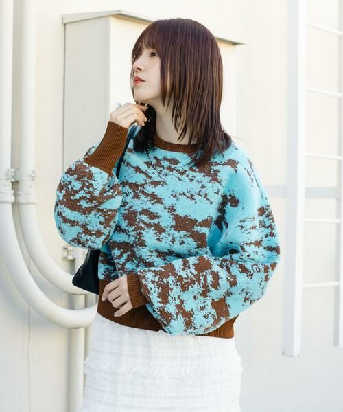 KBF / ケービーエフ ニット・セーター | マーブルジャガードニット | 詳細1