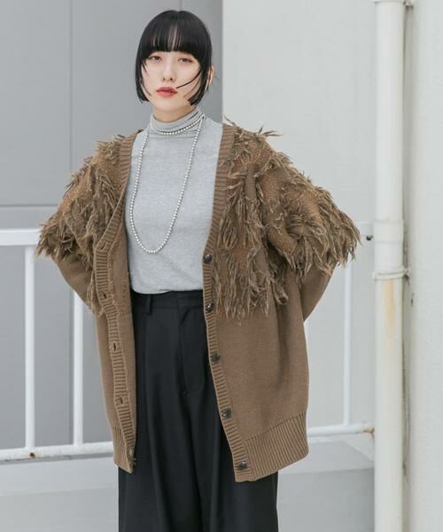 KBF / ケービーエフ カーディガン・ボレロ | ジャガードフリンジカーディガン | 詳細1
