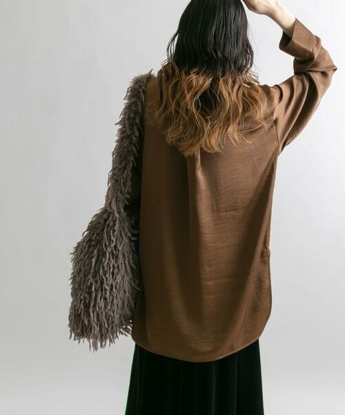 KBF / ケービーエフ シャツ・ブラウス | サテンロングシャツ | 詳細3