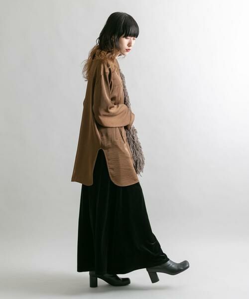 KBF / ケービーエフ シャツ・ブラウス | サテンロングシャツ | 詳細5