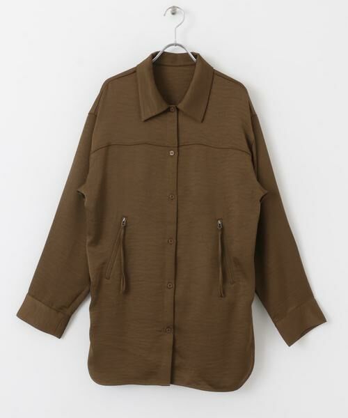 KBF / ケービーエフ シャツ・ブラウス | サテンロングシャツ | 詳細7